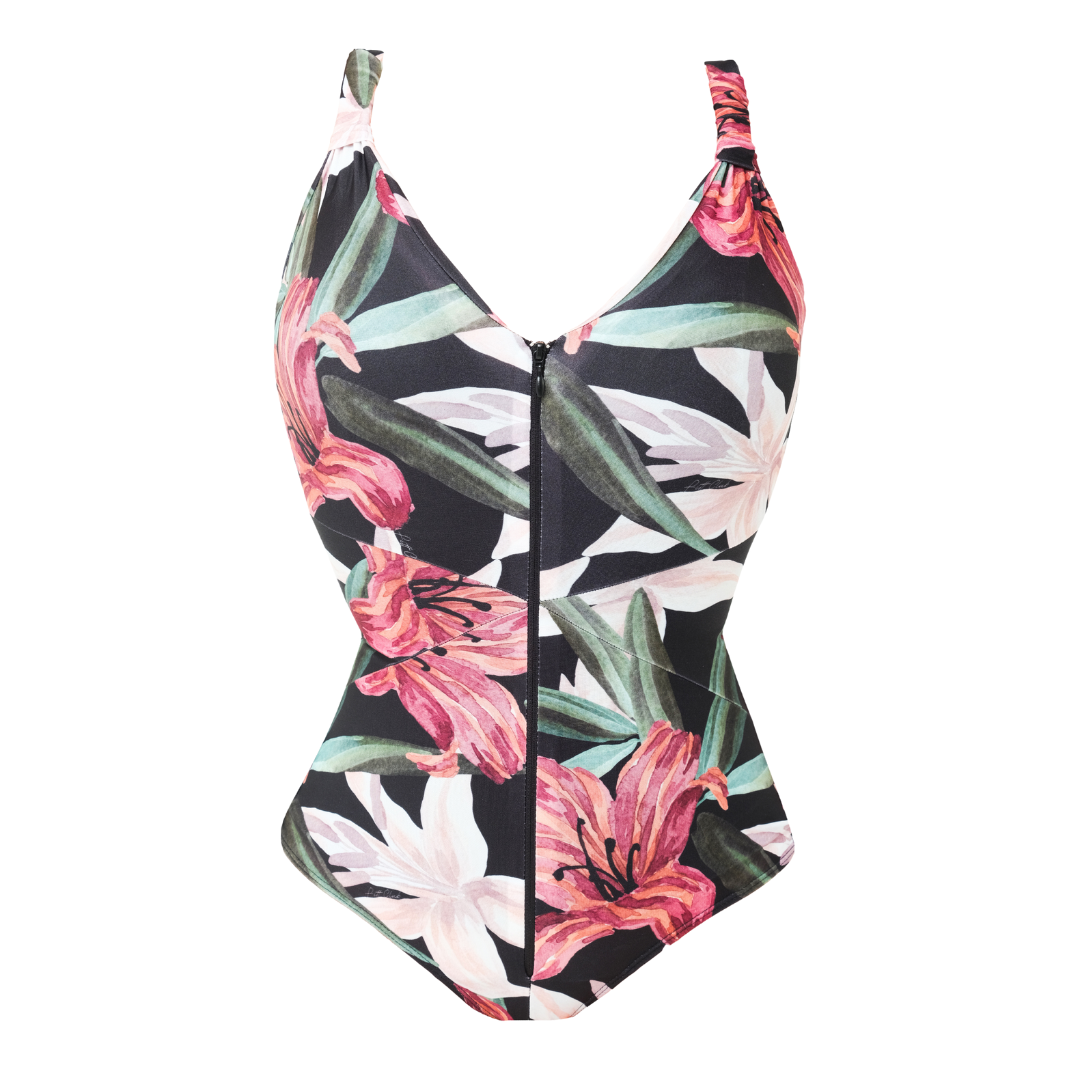 Maiô modelador - SlimSun Busto Pré Moldado com recortes - Estampado - Verão 2025