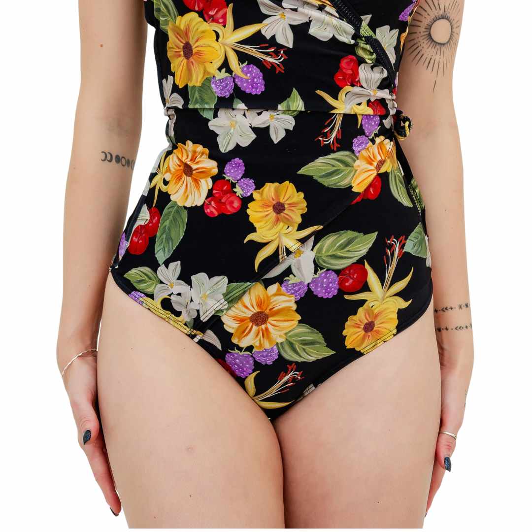 Maiô Modelador Transpassado com Bojo Estampado